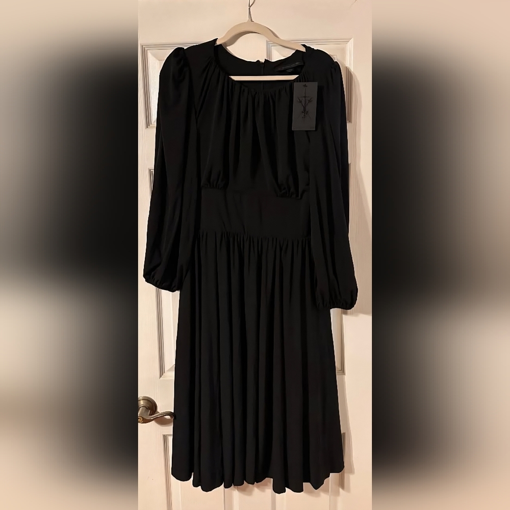 La Femme En Noir Salem Dress Black Long-Sleeve Midi Medium